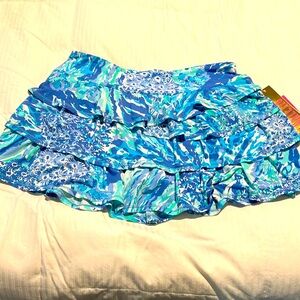LILLY PULITZER NWT Amira skort shorts Medium Blue Haven Hey Hey Soleil ruffles